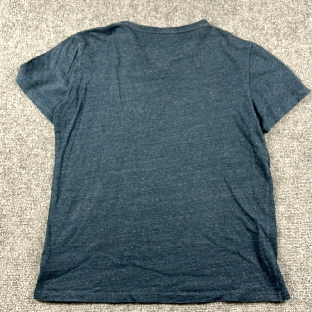 Polo Ralph Lauren V-Neck T-Shirt Mens‎ Medium Navy Blue Heathered Pony Logo Tee
